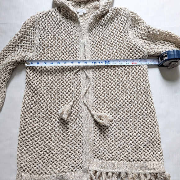 J-jill Natural Cream Crochet Hooded Cardigan Sweater - Picture 12 of 15